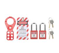 Lockout Tagout Kit with Safety Hasp, Lockout Tags, Red Loto Locks, Padlock Loto Tag Keys Tamper Proof, Lockout Hasp Kit, for Industrial Equipment