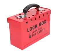 Lockout Tagout Lock Box, Large Group Lock Box Portable Group Safety Padlock Rack with 12 Slots for Lockout, Tagout Red
