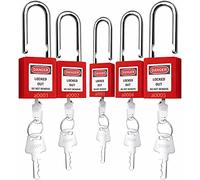 Lockout Tagout Lock Set - 5 Red Keyed Alike OSHA Loto Safety Padlocks for Lock Out Tag Out Stations and Devices