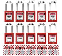 Lockout Tagout Locks, Safety Padlock, Loto Locks Keyed Differently Lock Out Tag Out 10 pcs Safety Padlocks Plastic with 10 Lockout TagOut Tags Red