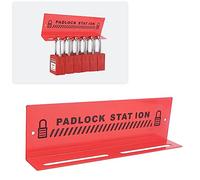 Lockout Tagout Locks Station, Loto Station for Safety Padlocks Red Steel Wall Mounted Alarm Reminder Padlock Station for Management Workstation, No Loto Lock Included