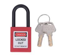 Lockout Tagout Padlock 38mm Nylon Safety Loto Lock Keyed Different Dust-Proof 2 Keys Red for Electrical Energy Isolation Lockout Tagout Stations