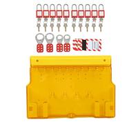 Lockout Tagout Station - 10 Padlocks, 20 Keys, 10 Tags, 4 Buckles with Protective Cover for Enhanced Worksite Safety