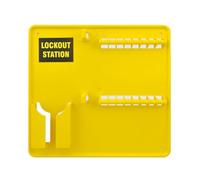 Lockout Tagout Station Board Only - Yellow LOTO Board for Tags, Padlocks & Hasps | Wall Mounted Safety Lockout Station | H345 x W345 x D40mm