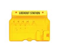 Lockout Tagout Station Board Only - Yellow Plastic LOTO Station with Lockable Cover - Wall Mounted Safety Equipment Storage for Tags & Lockout Devices