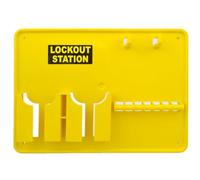 Lockout Tagout Station Board - Yellow LOTO Board for Tags, Padlocks & Hasps | Wall Mounted Safety Lockout Station | H290 x W395 x D40mm