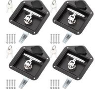 Loclink Black T-Handle Truck Tool Box Latch Replacement kit Folding Lock with Keys Truck Box Trailer Door RV Camper Storage Box, 4.9" L x 4.8" W, 4PC