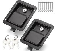 Loclink Black Truck Tool Box Lock Replacement kit, Stainless Steel Paddle Latch for Truck Bed Toolbox Handle, Trailer Door, RV, Camper, ATV, UTV, 5.85" L x 4.25" W with Keys, 2PC