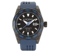Locman Italy Men's Watch Stealth Carbon Automatic Black/Blue Ref 0216, Men, Strap.
