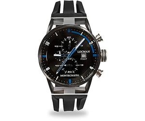 Locman Italy Montecristo Classic Chrono PVD Men's Watch Black Ref 051, Men, Strap.