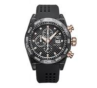 Locman Men's 46mm Black Rubber Band Carbon Fiber Case Quartz Analog Watch 0218C09R-CWCBRGS...