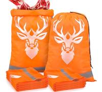 Locmeo 10 Pcs Game Bags for Hunting Reusable Lightweight Waterproof Heavy Duty Wild Game Meat Bags with Reflective Tags Durable Washable Backcountry Big Hunting Bag for Elk Caribou Deer (Orange,M)