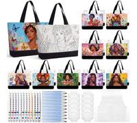Locmeo 10 Set Paint and Sip Canvas Bags Pre Drawn Kit,Flower Women | Includes Brushes Paints Apron Palette, Ready-to-paint Tote Bags for Adults Women, Complete DIY Art Party Supplies