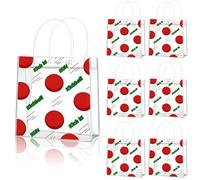 Locmeo 24 Pcs Kickball Clear Goodie Bag with Handles Kickball Snack Treat Bags Sports Themed Game Tournament Supplies Birthday Gifts Party Favors, 8 x 8 x 3.15 Inch