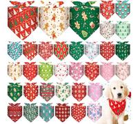 Locmeo 32 Pcs Christmas Dog Bandanas Bulk Xmas Bandanas for Dogs Snowman Snowflake Reindeer Santa Pet Triangle Kerchief Bibs Scarf for Small Medium Large Dogs Christmas Costume Accessories Decoration