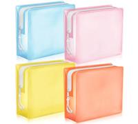 Locmeo 4 Pack TSA Approved Travel Toiletry Bags Frosted Translucent Leak-proof Cosmetic Makeup Bags for Women Men Travel Organizer Airport Security, Pastel, 6.7 x 5.5 x 1.8 Inch, Clear