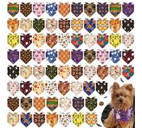 Locmeo 72 Pack Halloween Dog Bandanas Bulk Triangle Pet Scarfs with Pumpkin Skeletons Bat Ghost, Adjustable Bib Scarf Handkerchief Holiday Pet Bandana Costume Accessories for Small Medium Large Dogs