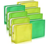 Locmeo 8 Pack TSA Approved Travel Toiletry Bags Frosted Translucent Leak-proof Cosmetic Makeup Bags for Women Men Travel Organizer Airport Security, Green, 6.7 x 5.5 x 1.8 Inch, Clear