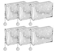 Locmeo Disco Cosmetic Bags Portable Silver Glitter Sequin Mirror Makeup Organizer Zipper Handbag with Disco Ball, 6 Pack, Travel, Outdoor