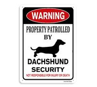 Locmorly Warning Property Patrolled by Dachshund Security Sign, 12x16 Inch, Aluminum Beware of Dog Sign