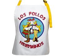 Loco Aprons - Los Pollos Hermanos White Apron - 2 Yellow Tone Pockets - Adjustable Strap, White, Universal