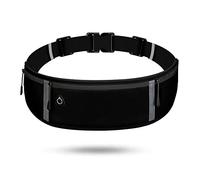 LocoJoy Best Comfortable More Soft Adjustable Running Belt with Reflective Strip That Fit All Phone and All Waist Sizes for Running, Workouts, Outdoor Sports,Training Money Belt & More, Pure Black