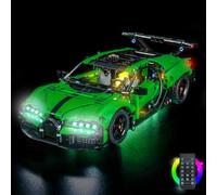 LocoLee LED Light Set Compatible with LEGO Green Bugatti Chiron Pur Sport Hypercar, Decoration Lighting Kit Compatible with LEGO 42241 Green Bugatti Blocks Model, No Model (42241-RC Version)