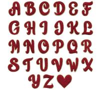 Locomo Individual Chenille Letter Iron On Patch Sew 2.75" / 7cm Cursive Sew On Patch Alphabet A-Z Gold Trim Capital Embroidered Name Badge Motif Jacket T-Shirt Backpack
