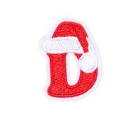 Locomo Individual Christmas Letter Iron On Patch Sew Patch Santa Claus Xmas Hat Alphabet Capital Embroidered Name Badge for T-Shirt Backpack Jersey Jacket