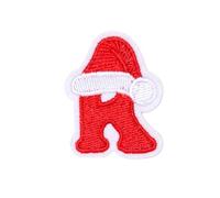 Locomo Individual Christmas Letter Iron On Patch Sew Patch Santa Claus Xmas Hat Alphabet Capital Embroidered Name Badge for T-Shirt Backpack Jersey Jacket