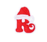 Locomo Individual Christmas Letter Iron On Patch Sew Patch Santa Claus Xmas Hat Alphabet Capital Embroidered Name Badge for T-Shirt Backpack Jersey Jacket