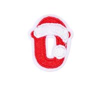 Locomo Individual Christmas Letter Iron On Patch Sew Patch Santa Claus Xmas Hat Alphabet Capital Embroidered Name Badge for T-Shirt Backpack Jersey Jacket