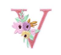 Locomo Individual Floral Letter Iron On Patch Alphabet Sew On Patch Embroidered Flower Elegant Capital A-Z Name Badge for DIY Jacket Coat Backpack Decoration