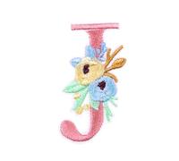 Locomo Individual Floral Letter Iron On Patch Alphabet Sew On Patch Embroidered Flower Elegant Capital A-Z Name Badge for DIY Jacket Coat Backpack Decoration
