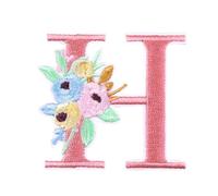 Locomo Individual Floral Letter Iron On Patch Alphabet Sew On Patch Embroidered Flower Elegant Capital A-Z Name Badge for DIY Jacket Coat Backpack Decoration