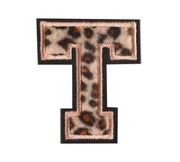 Locomo Individual Leopard Letter Iron On Cheetah Dotted Pattern A to Z Sew Patch Chenille Fuzzy Fluffy Alphabet Capital Embroidered Name Badge for Jersey Jacket