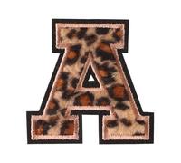 Locomo Individual Leopard Letter Iron On Cheetah Dotted Pattern A to Z Sew Patch Chenille Fuzzy Fluffy Alphabet Capital Embroidered Name Badge for Jersey Jacket