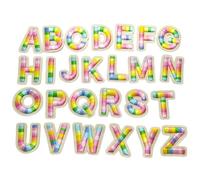 Locomo Individual Rainbow Letter Patch 3D Self Adhesive Sticker 2.15" 5.5cm Stick On Alphabet Capital Letter Sew On Embroidered A to Z Personalize DIY Gift