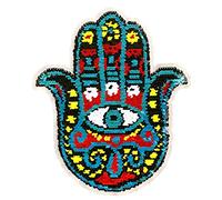 Locomo Large Hamsa Eye Reversible Sequin Sew On Patch Double Sided Flip Hand of Fatima Sparkling Coloful for DIY Jacket Backpack Back Patch