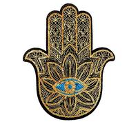 Locomo Large Hamsa Eye Sequin Iron On Patch Hand of Fatima Sew On Patch Sparkling Coloful DIY Kid Adult Clothing Jacket Backpack Decoration