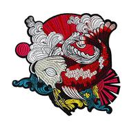 Locomo Large Japanese Koi Fish Statement Iron On Patch Sew Embroidered Big Koi Carp Lotus Embroidery Back Patch for Jacket Backpack Coat Applique