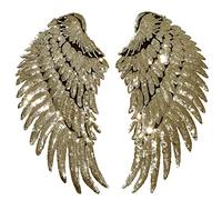 LOCOMO Large Sequin Angel Wing Iron On Patch Sew On Patch DIY Applique Motif for Clothing Jacket Decoration