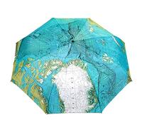Locomo Men Women World Map Atlas Globe 8 Panel Compact Folding Umbrella FAF070