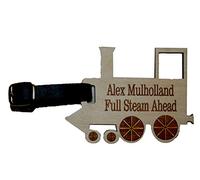 Locomotive Train Shaped Custom Personalised Luggage Tag with Leather Strap & Buckle