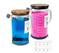 LOCOZY 2-Pack 64oz Glass Laundry Detergent Dispenser with Acacia Wood Lid - Airtight Design, Dual oz/ml Scales | Laundry Room Organization & Storage for Fabric Softener, Beads, Powder, Bleach