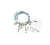 Locrccl Ballerina Bracelet Ballet Dance Bracelet for Women,First Dance Recital Gifts Pink Crystal Beads Ballets Dancer Bracelets Jewelry for Daughter Sister Ballerina Costume Accessories, L, Cotton