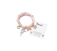 Locrccl Ballerina Bracelet Ballet Dance Bracelet for Women,First Dance Recital Gifts Pink Crystal Beads Ballets Dancer Bracelets Jewelry for Daughter Sister Ballerina Costume Accessories, L, Cotton