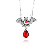 Locrccl Gothic Bat Wings Necklace - Red Blood Purple Black Crystal Punk Animal Dark Bat Pendant - Goth Halloween Cosplay Party Jewelry for Women, Metal, No Gemstone