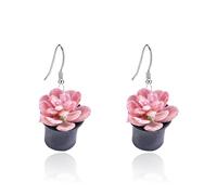 Locrccl Hanging Plant Earrings for women,Cute 3D Cactus Succulent Potted Earring Flower Pot Earrings Summer Hawaiian Earrings Polymer Clay Botanical Floral Jewelry, Resin, No Gemstone
