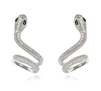 Locrccl Snake Zircon Ear Climber Earrings Silver Ear Cuff Earrings Snake Wrap Climber Earrings Piercing Cartilage Cuff Earrings Halloween Cosplay Jewelry for Women, Brass, No Gemstone